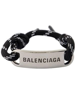Balenciaga Pulsera de placa metal plateado - Negro