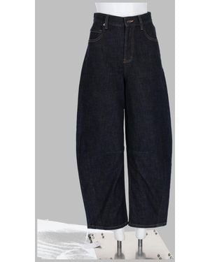 Self-Portrait High-Waist Wide-Leg Cropped Jeans - Blue