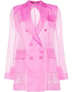 Max Mara Silk Light Knit Double-Breasted Blazer - Pink