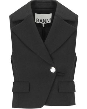 Ganni Crepe Vest - Black