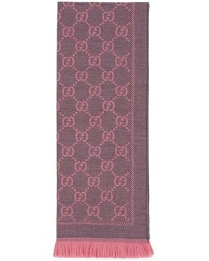 Gucci Gg Wool Scarf - Purple