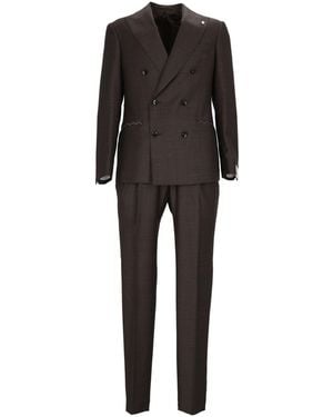 LUIGI BIANCHI SARTORIA Drop 7 Double-Breasted Suit - Black