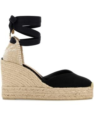Castañer Lace Up Wedge Espadrilles - Black