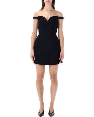 Self-Portrait Bouclé Off-Shoulder Mini Dress - Black