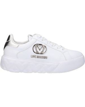 Love Moschino Trainers Donna Pelle Bianco/Argento - White