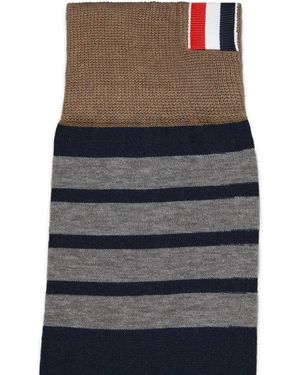 Thom Browne Funmix mittelhohe Socken aus Baumwolle mit 4 Streifen - Grau