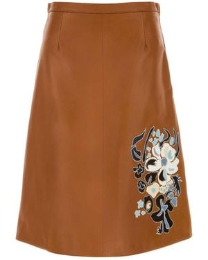 Marni Caramel Leather Skirt - Brown