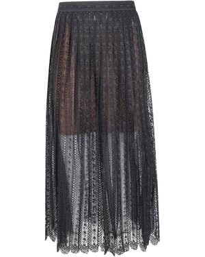 Self-Portrait Organza Lace Midi Skirt - Gray