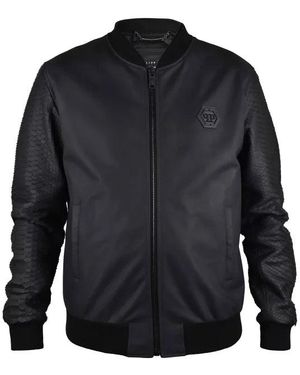 Philipp Plein Leather Jacket - Blue