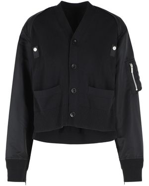 Sacai Schwarzer -Cardigan aus Baumwollmischung