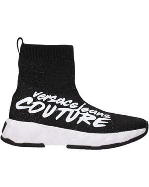 Versace Jeans Couture Couture Damens Turnschuhe aus schwarzem Stoff