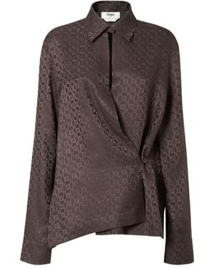 Fendi Silk Ff Jacquard Shirt - Brown