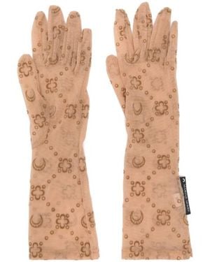 Marine Serre Guantes Cortos Moonogram Mesh Flock - Neutro