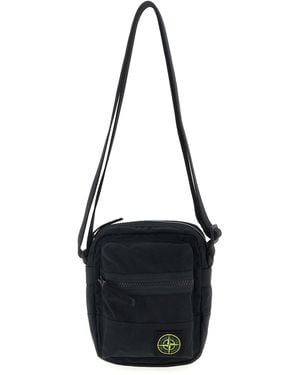 Stone Island Logo Badge Crossbody Bag - Black