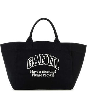 Ganni Canvas Shopping Bag - Black