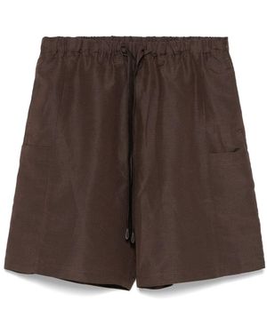 Max Mara Pure Linen And Silk Blend Shorts - Brown