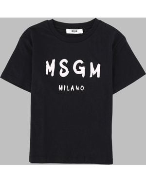 MSGM Kids 100% Cotton T-Shirt - Black