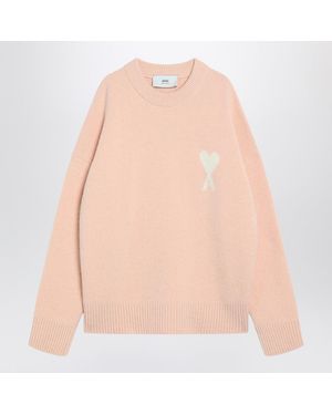 Ami Paris Powder Wool Blend Jumper Ami De Coeur - Pink