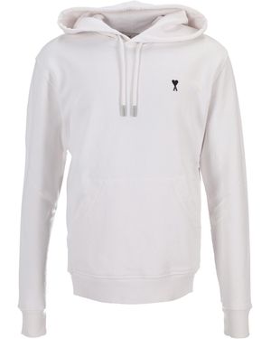 Ami Paris Sudadera Con Capucha De Coeur Contraste - Blanco