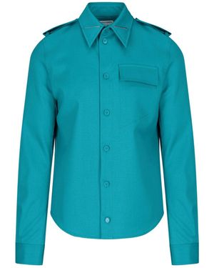 Bottega Veneta Grain De Poudre Wol Shirt - Blauw