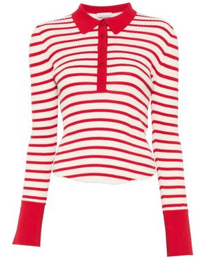 Semicouture Aida Striped Cotton Polo Shirt - Red