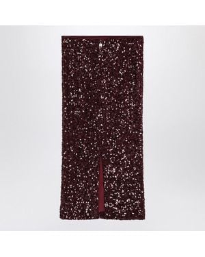 ROTATE BIRGER CHRISTENSEN Bordeaux Pencil Skirt With Sequins - Purple