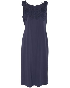 Alberta Ferretti Midi Dress With Floral Appliqués - Blue