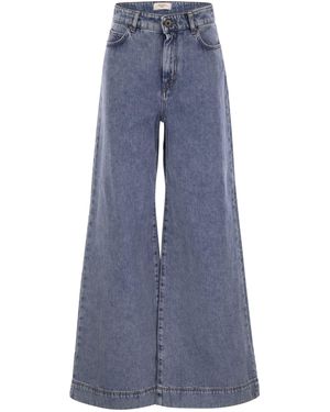 Weekend by Maxmara Comfort Cotton Wide-Leg Denim Jeans - Blue