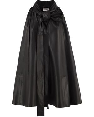 7 For All Mankind Faux-Leather Midi Dress With Bow Detail - Black