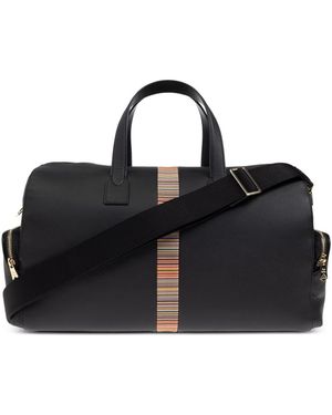 Paul Smith Signature Stripe Leder Holdall - Schwarz
