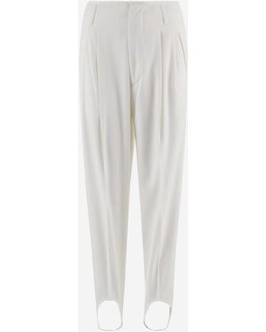 DARKPARK Pantalones de mezcla de nailon elástico con pliegues de - Blanco