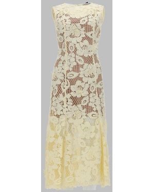 Self-Portrait Midi Crochet Dress - White