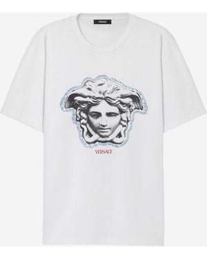 Versace Baumwoll-T-Shirt mit Logo-Print - Weiß