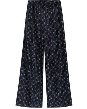 Tory Burch Jacquard Silk Pants - Blue