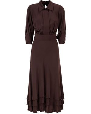 Elisabetta Franchi Viscose Georgette Dress - Brown