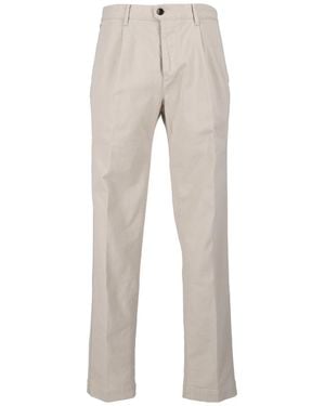 SLOWEAR INCOTEX Natural Ivory Ducale Straight-Leg Trousers - Grey
