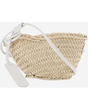 Filippo Catarzi 1910 Straw Bag With Logo - Natural