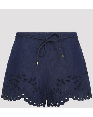 Zimmermann Mahon Broderie Denimshort - Blauw