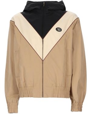 Valentino Hooded Zip-Up Track Jacket - Natural