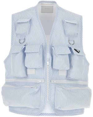 Prada Embroidered Poplin Vest - Blue