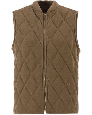 Fabiana Filippi Quilted Cotton And Linen Waistcoat With Sequins - Brown