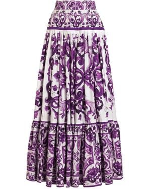 Dolce & Gabbana Cotton Skirt With "Majolica" Print - Purple