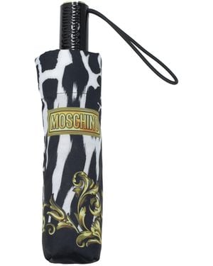 Moschino Regenschirme Damen Polyester Weiß/Schwarz - Blau