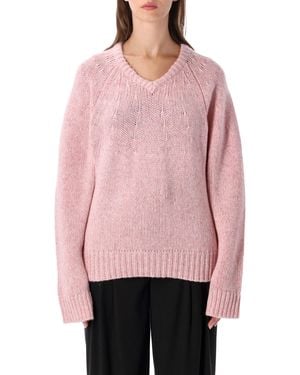 Lisa Yang Oversized V-Neck Cashmere Jumper - Pink