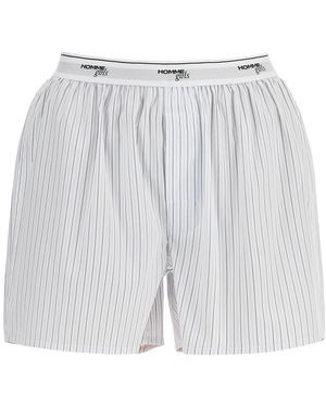 HOMME GIRLS High-Waisted Striped Cotton Boxer - Grey