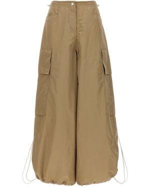 Palm Angels Lightweight Nylon Parachute Trousers With Adjustable Cuffs - Natural