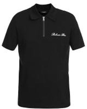 Balmain Polo With Zip Closure And Classic Collar - Schwarz