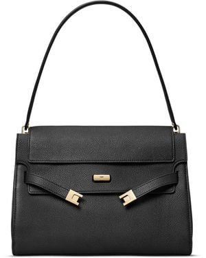 Tory Burch Lee Radziwill große Lederhandtasche - Schwarz
