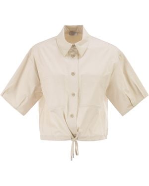 Peserico Cropped Overhemd Van Stretchkatoen Met Trekkoord - Wit