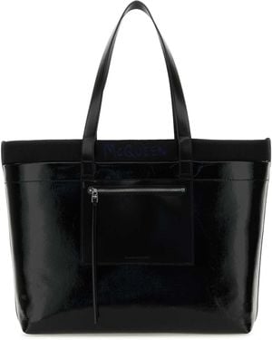 McQueen Black Canvas Einkaufstasche - Schwarz